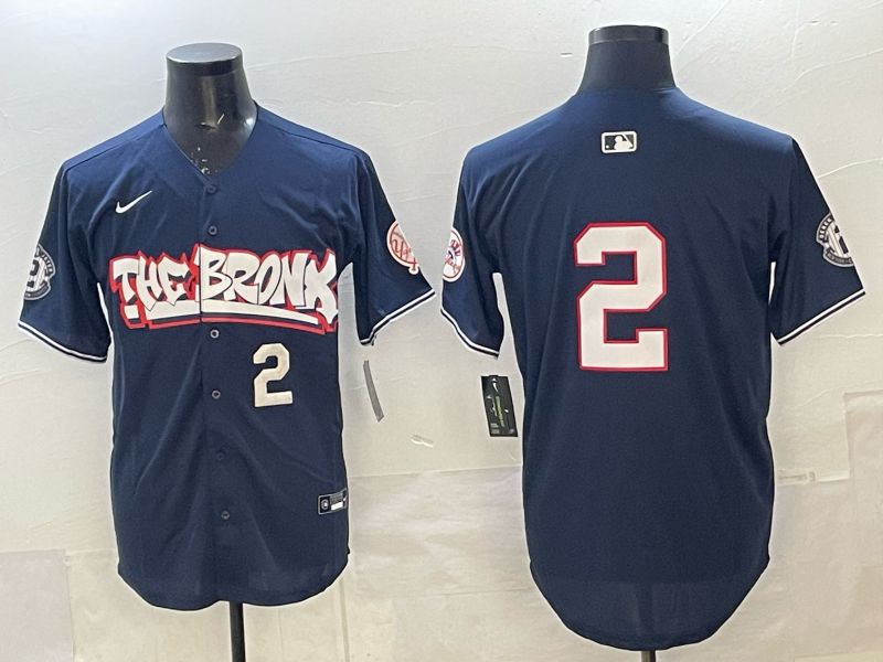 Men 2025 New York Yankees #2 Jeter Blue 4th generations Joint Name Nike MLB Jersey style 03->new york yankees->MLB Jersey
